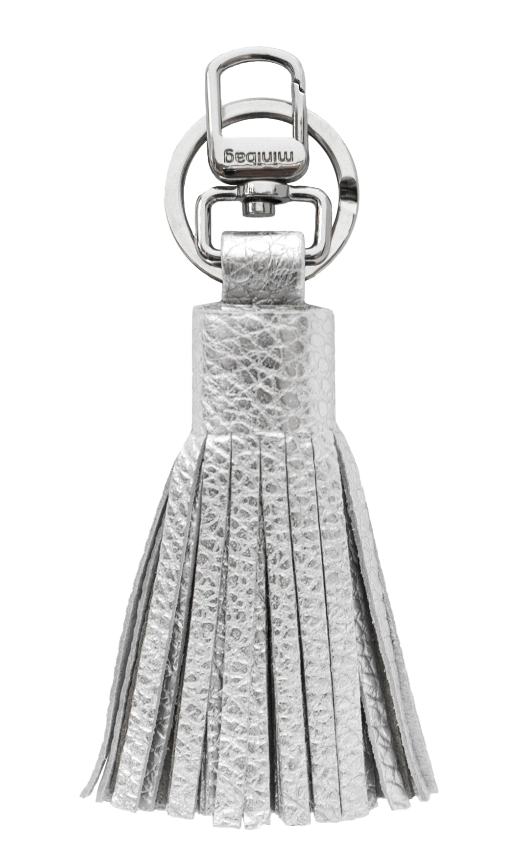 minibag Quaste silber, Lederquaste silber, Schlüsselanhänger silber, minibag Schlüsselanhänger
