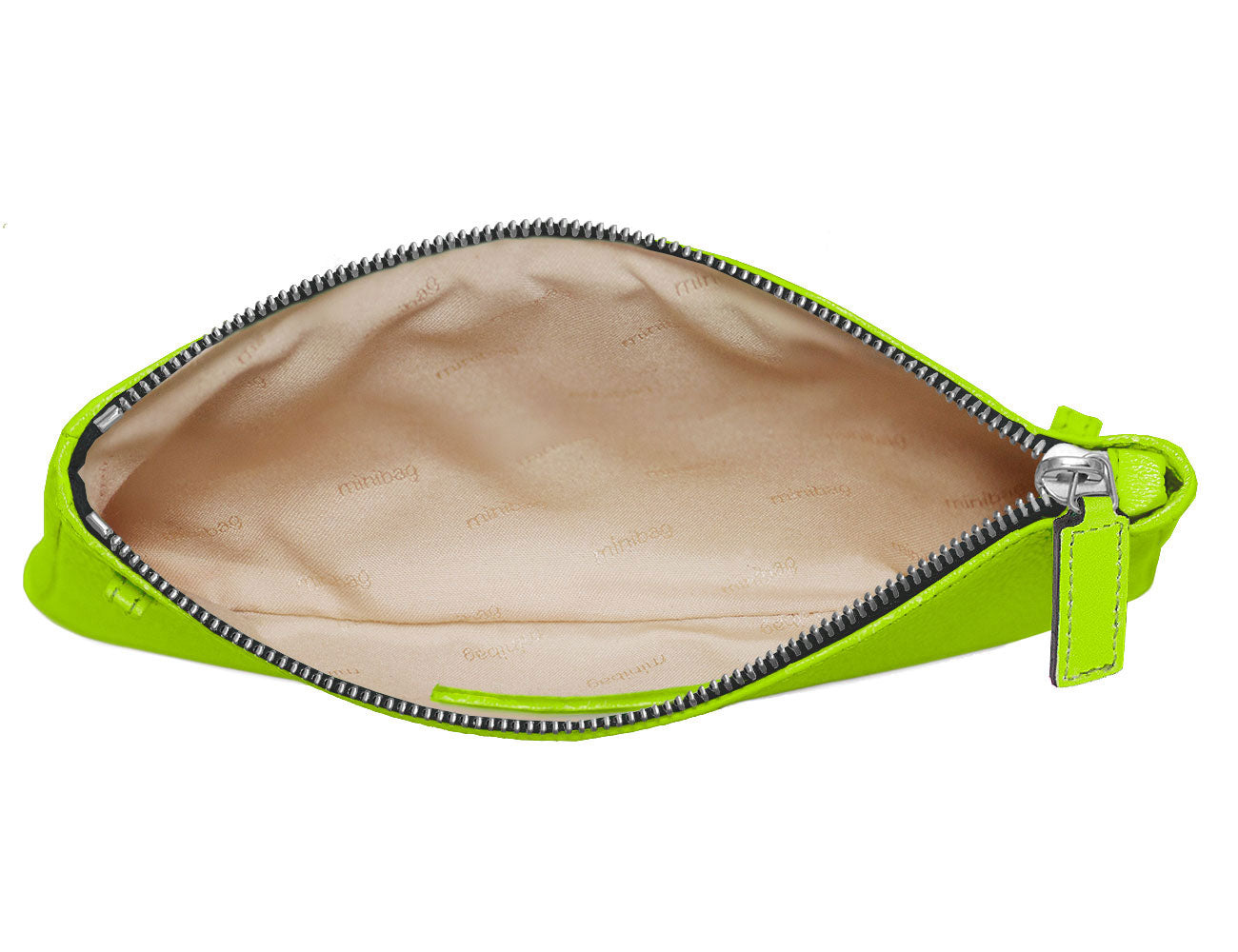 minibag neon yellow, Ledertasche neon gelb, Clutch neon gelb, Innenleben minibag, Geldtasche neon